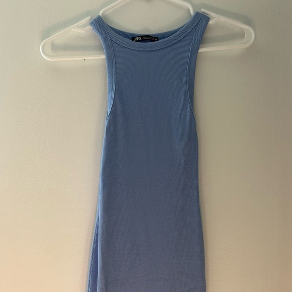 Zara Womens Small Maxi Racerback Blue Sundress - Picture 1 of 7